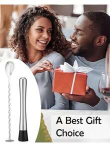 Stainless Steel Cocktail Muddler And Mixing Spoon Set - 10 Inch Bar Tool Kit For Home Bartenders, Ideal For Mojitos, Margaritas, Mint And Fruit Cocktails, Silver - View 7