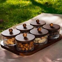 WGROOM 1 Set Multi-Function Storage Canister & Tray Set For Living Room, Dining Room, Kitchen, Suitable For Grains, Candy, Cookies, Bread, Outdoor Wedding, Party, Gift, Birthday - Multicolor - View 11