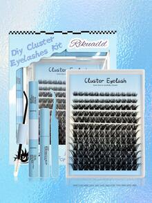 Rikuaild Kit Ekstensi Bulu Mata, 144 pcs Bulu Mata Palsu Cluster DIY, Termasuk Perekat & Lem Bulu Mata, Penghapus dan Pinset, Cocok Untuk Pemula, Mudah Digunakan, Ekstensi Bulu Mata Palsu Tahan Lama Kualitas Salon - MultiWarna - View 9