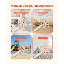 Indoor Jungle Gym, 7-In-1 Toddler Indoor Playground, 43 X 47.2 X 47 Inch, With Wood And Rope Ladder, Net Ladder, Swing, Monkey Bar, Slide, Climbing Wall, Wooden Indoor Climbing Toys For Kids - Wood, 7-in-1, Size M - View 6