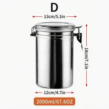 1pc Stainless Steel Airtight Coffee Canister With Clear Lid, Coffee Bean, Ground Coffee, Tea, Sugar & Dry Food Storage Container For Kitchen Pantry Countertop - View 14