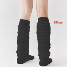 1 Pair Of Autumn And Winter White Knee-High Socks. Grey Terry Socks, Warm High-Cut Socks, JK Socks, Slouchy Socks - Multicolor - View 21