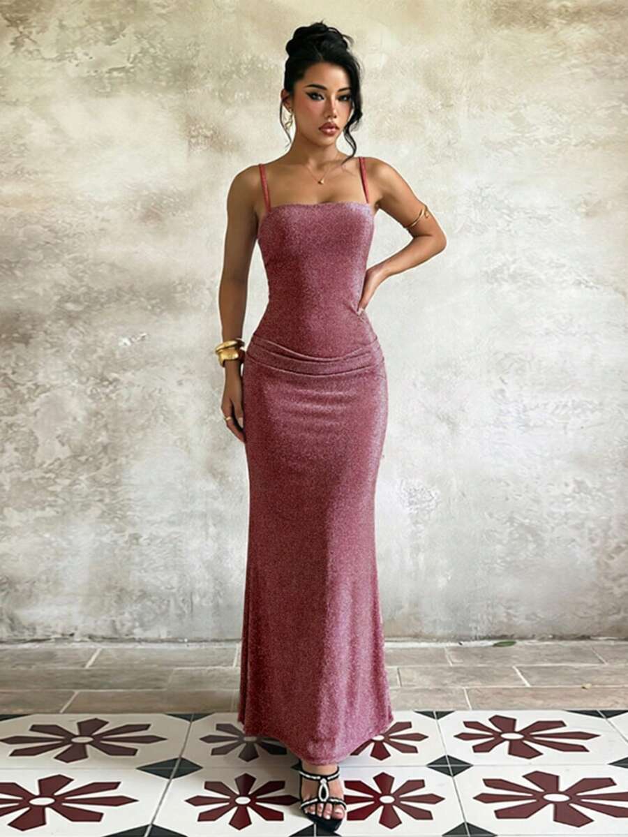 Summer, Elegant Party Dresses, Luxurious Evening Dresses For Weddings, Sexy Pleated Beach Dresses, Vacation Outfits For Women, Back To School,Holidays - Red - View 1