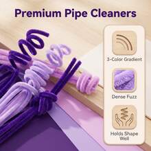 150/300 pièces Tiges de chenille dégradé violet mélangé, tiges de fleurs en chenille violet foncé douces et moelleuses pliables, bâtons d'artisanat en peluche flexibles, convient pour les bouquets de lys et de tulipes DIY, la décoration florale faite main pour la maison, les décorations de fête, les matériaux d'artisanat DIY - Multicolore - Voir 6