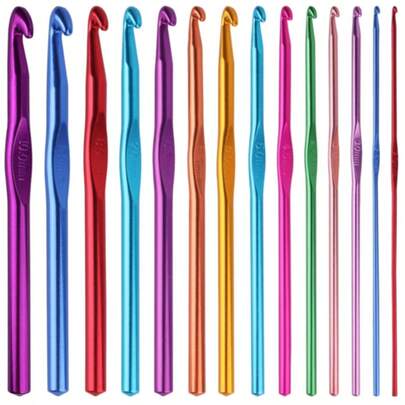 14件組鋁製鉤針毛線手工藝 2.0mm/2.5mm/3.0mm/3.5mm/4.0mm/4.5mm/5.0mm/5.5mm/6.5mm/6.5mm/7.0mm/8.0mm/9.0mm/10.0mm