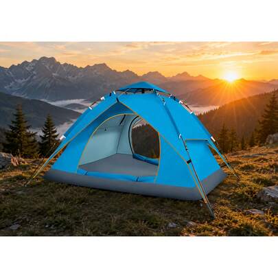 3-4 Person Outdoor Camping Tent, Fully Automatic Pop Up Tent With UV Protection, Camping Equipment