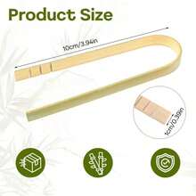 1-100pcs Bamboo Food Tongs, Bamboo Cooking Tongs, Exquisite Bamboo Serving Tongs, Toast Tongs, Cold Plate Accessories, Can Grip Cheese, Toast, Bread, Sushi, Pickles, Tea, Suitable For Parties, Catering, Baking, Buffet And Home - Beige - View 6