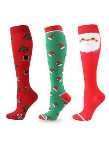 1/3 Paar lässige Outdoor-Sportsocken, süße Kompressionssocken mit Muster für Frauen, Springseil-Lauf-Wadensocken - Verschiedenfarbig - Übersicht 15