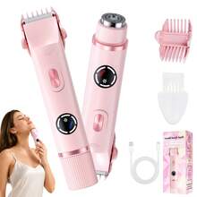 2 In 1 Women Electric Razor & Bikini Trimmer, IPX7 Waterproof Wet Dry Shaver With Ceramic Sharp Blade, USB Rechargeable 400mAh Dual Head Hair Trimmer For Face, Underarm, Leg And Pubic Hair, Portable Personal Groomer, Gift For Men Women,Multiple Color - 淺粉色 - 查看 10