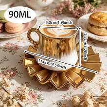 6組/1組 90ml復古黑白鍍金陶瓷杯碟套組，頂級奢華濃縮咖啡杯含杯碟，可機洗，適用於飯店、餐廳、居家、咖啡廳、下午茶、飲咖啡、花茶，個性化禮物、紀念品、廚房用品、派對、聚會、生日、婚禮禮物與晚餐派對，適合情人節送給他、母親節、父親節禮物 - 彩色 - 查看 4