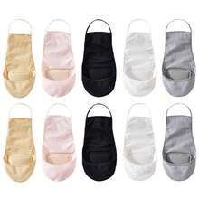 chuanwa（2） 1/5/10 Pairs Summer Ultra Thin Suspender Invisible Boat Socks For Women Solid Color Half Sole Socks Breathable Non-Slip Soft & Fashionable - Multicolor - View 9