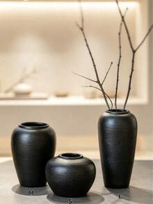 禪風鄉村陶瓷花瓶套組，客廳、玄關櫃檯與茶几的高級裝飾，手工 Ins 風陶瓷器皿，適合咖啡廳吧台與展覽廳，適用長枝與乾枝，理想的優雅室內裝飾 - 款式隨機 - 查看 9