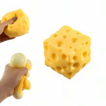 Jumbo Cheese Squeezy 超大號方形起司塊捏捏樂 紓壓玩具，柔軟慢回彈 壓力釋放擠壓玩具 - 彩色 - 查看 1