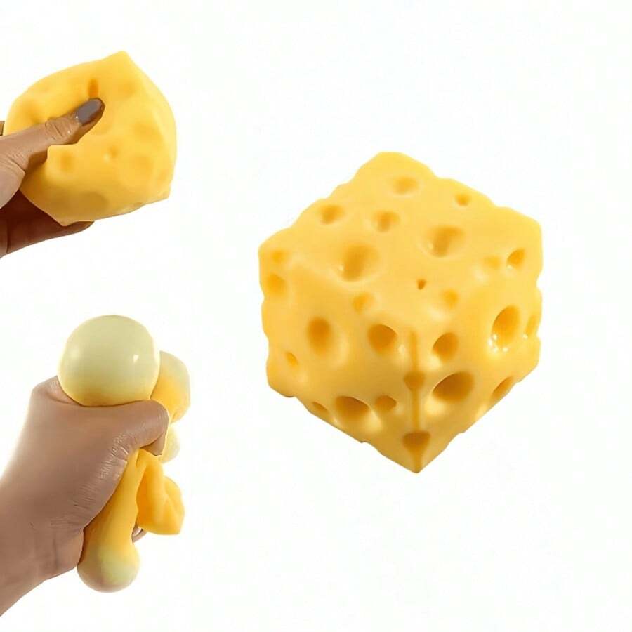 Jumbo Cheese Squeezy 超大號方形起司塊捏捏樂 紓壓玩具,柔軟慢回彈 壓力釋放擠壓玩具 - 彩色 - 查看 1
