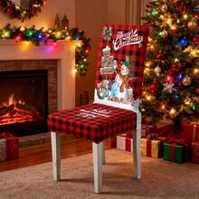 1/2/4/6pcs Printed Positioned Cartoon Chair Covers, Modern Daily Use For Living Room, Bedroom, Dining Room, Suitable For Christmas Chair Covers - Multicolor - View 4