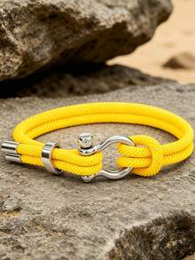 1 Piece Of Men's Nautical Braided Rope Bracelet, Horseshoe Buckle Lock Design, Suitable For Daily Wear, Beach Vacation Wear, Gift For Boyfriend - Horseshoe Buckle Bracelet - View 13