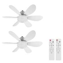 2 Piazes Ventilador de techo para con control remoto Pequeño ventilador de bombilla LED, bombillas de ventilador creativas para reemplazo, luz ambiental para el hogar, dormitorio,súper silencioso, viento fuerte, cabeza de luz E27, con función de memoria - cristal - Ver 12