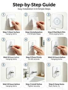 Reusable Invisible Seamless No-Drill Adhesive Hooks For Home Kitchen Screw Mounting - A - View 10