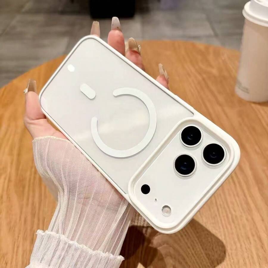Luxury Candy Color Magnetic Attraction Bracket Case Compatible With IPhone 18 Pro Max 17 16 15 14 13 12 Mini 11 Plus Transparent Acrylic Back Cover - White - View 1