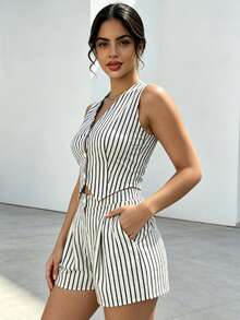 Women Two-Piece Outfits - Black and White - View 5