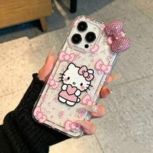 SANRIO 1件透明氣墊歐式粉色3D蝴蝶結KT蘋果手機殼，適用11-17pm - 粉色 - 查看 24