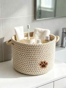Juego de 3/1 pieza de cesta de almacenamiento tejida a mano, adecuada para sala de estar, baño, dormitorio, perfecta para almacenar suministros para mascotas, ropa, aperitivos, juguetes, cosméticos, artículos de tocador y artículos diversos, cesta de decoración del hogar estilo bohemio - Multicolor - Ver 5