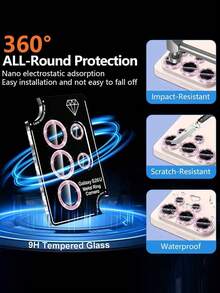 1Set Bling Camera Lens Protector ForSamsung Galaxy S26 Ultra/S26/S26+/S25/S23 Ultra/S24 Ultr, Individual Lens Cover With HD Clear Tempered Glass Camera Screen Protection Film, Case Friendly, Scratch Proof( Bling Pink) - Pink - View 4