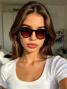 1PC Women's New Square Frame Retro Artistic Textured Sunglasses, Daily Casual Street Commute Driving Travel Beach Vacation Photography Versatile Fashion Accessory - Multicolor - View 12