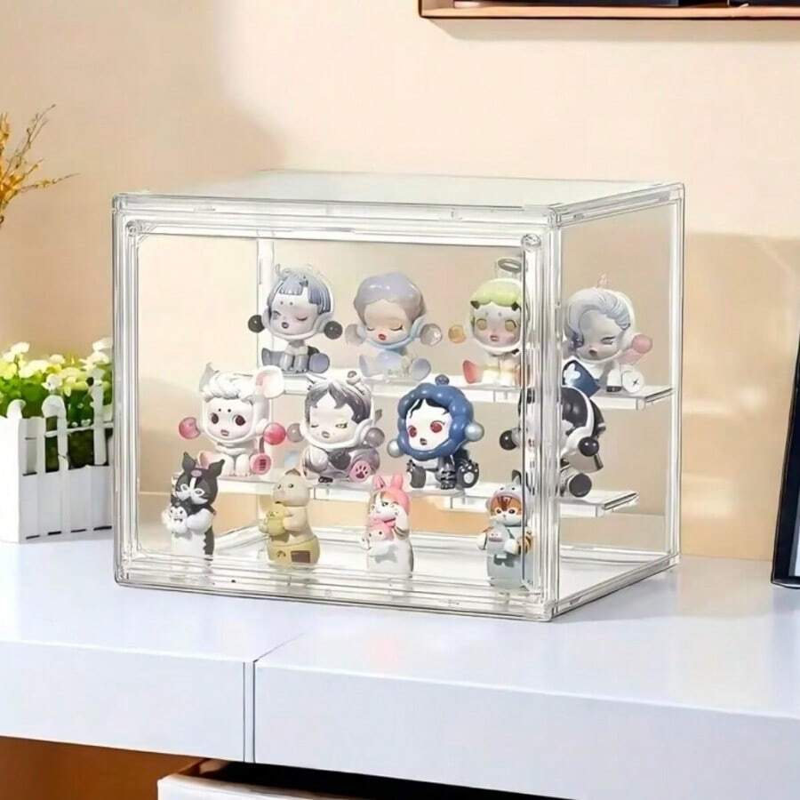 1pc Acrylic Display Case - Transparent Display Rack Display Box Mini Handmade Toys And Doll Figurines Storage Box - Clear - View 1