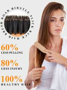 1pc Boar Bristle Hair Brush, Anti-Frizz Smoothing Stray Hair, Create Sleek Ponytail/Bun Style, Suitable For Fine To Medium Hair, Unisex Daily Styling Comb - Multicolor - View 9