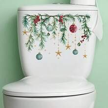 5/1pc Christmas Decoration Stickers Holly Colorful Balls Xmas Toilet Stickers Cute Stars Colored Christmas Balls Wall Decals Window Stickers Christmas Bathroom Decor Supplies For Toilet Home Wall - Multicolor - View 4