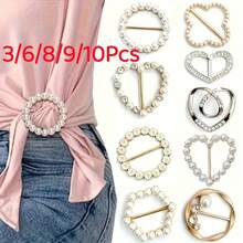3/6/8/9/10Pcs Sparkling Rhinestone Hollow T-Shirt Clips - Elegant Hollow Button Design, Gold-Tone Alloy Buckle, Suitable For Shirts, Dresses And Jeans - Suitable For Formal And Casual Occasions - Unisex Accessory - Multicolor - View 2