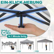 Pop up Pavillon UPF 50+ Wasserdicht 3-stufig Höhenverstellbar Faltbar Gartenpavillon mit Seitenwänden für Garten Terrasse Party Camping - Hellgrau - Übersicht 8