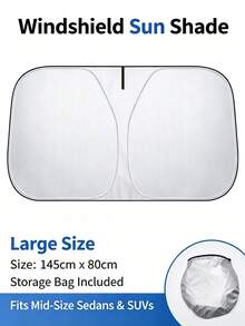 1pc Universal Car Sunshade, Upgraded Car Sun Umbrella, Easy To Install And Foldable Storage, Suitable For Sedan, SUV And Truck, Heat-Proof Sunshade Protection Device, Essential Car Sunshade For Summer - A - View 14