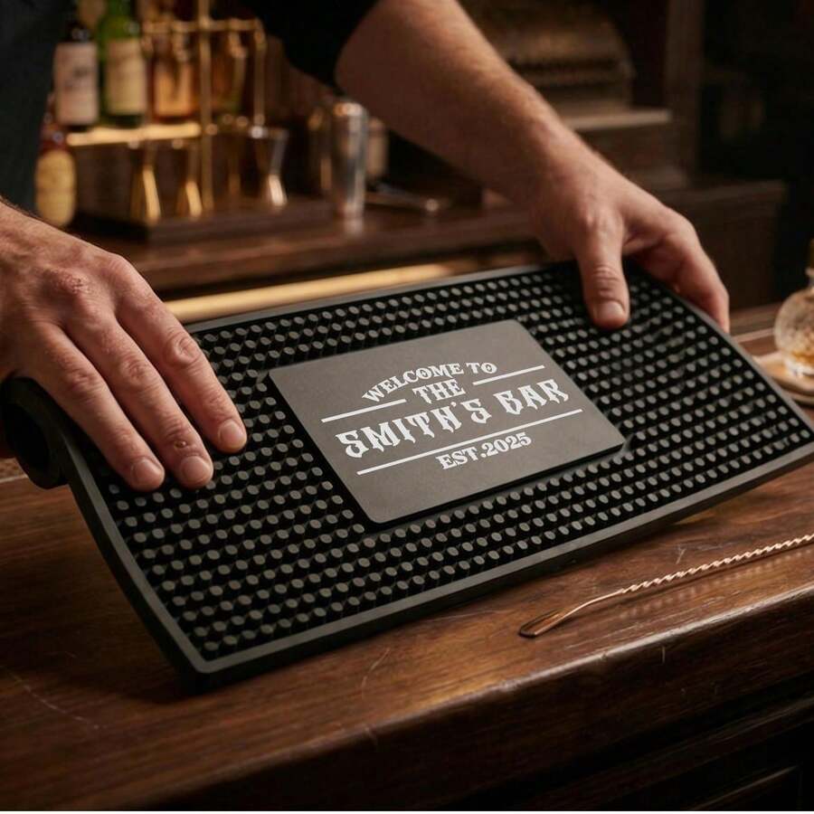 حصيرة بار مخصصة، حصيرة بار مخصصة، إكسسوارات بار منزلية، حصيرة بار مطاطية، حصيرة بيرة سيليكون، هدية مساحة خاصة للرجال، هدية للأب والصديق، عيد الأب - متعدد الألوان - مشاهدة 1
