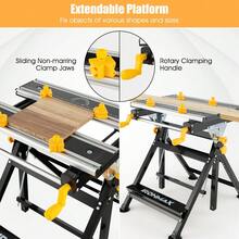 Portable Folding Work Table With Tiltable Platform, 7-Height Adjustment, 8 Sliding Non-Marring Clamps & 2 Rotary Clamping Handles - Compact Multifunctional Workstation For DIY, Crafting, Repair, And Hobby Projects - Black - View 4