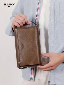 saroxi Tas Clutch Pria Berlapis Ganda dengan Kunci Kombinasi, Tas Genggam Kasual Modis Kapasitas Besar untuk Perjalanan dengan Slot Kartu, Portabel, Gaya Vintage Minimalis Kelas Atas, Cocok untuk Kantor, Remaja, Pelajar, Pilihan Hadiah untuk Pria - MultiWarna - View 6
