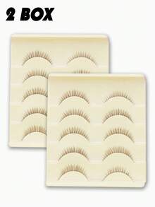 5 Pairs Brown Natural Thin False Eyelashes, Ultra-Lightweight Feather-Like Brown Lashes, Invisible Band Comfortable Eyelashes, Reusable Soft Natural Brown Lashes, Suitable For Daily And Casual Wear - 棕色 - 查看 7