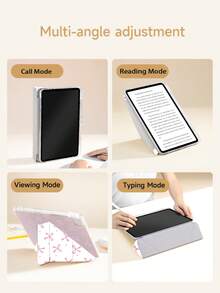 1件極簡波點蝴蝶結設計壓克力平板保護殼，相容 iPad 10.2/10.5 吋、10/11代 (A16)、Mini6/7 8.3 吋、Air5/6/7 10.9 吋/11 (M2/M3)，附筆槽收納、Y型摺疊翻蓋、多角度折疊 - 彩色 - 查看 6