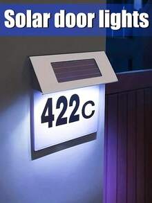 POSE UP 1pc Solar Powered House Number Light, IP65 Waterproof 4LED Address Sign Light, Solar Powered Outdoor Wall Mounted Door Number Light, Auto On/Off, Clearly Visible Address Plate At Night, Suitable For Home Garden Yard Porch Street Decoration, Housewarming Gift - White Light - View 3