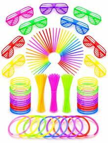 32/16/1pc Neon Holiday Party Props Set, Includes Glow Sticks And Glow Bracelets, Suitable For Music Festivals, Birthday Parties, Outdoor Dance Parties, Party Favors And Carnival Props - Glasses + Glow Sticks - View 10