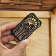Vintage Black Cat Sun & Moon Pattern Creative Match Box, Mysterious Totem Decor Storage Box, Creative Ornament, Holiday Gift - Black - View 8