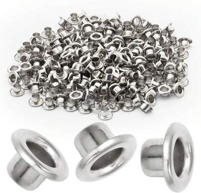 Litoexpe 3.5MM Tiny Grommets Eyelets 200 Pcs, Self Backing Eyelets For Bead Cores, Clothes, Leather, Canvas (Silver)