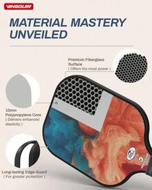 VINSGUIR Pickleball Racket - Red and Blue - View 3