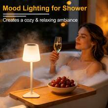 LED Wireless Touch Bathroom Table Lamp, USB-C Interface, Sensitive Touch Switch, 3 Color Light/Stepless Dimming, Portable Night Light, Room Decor, Detachable 3-In-1 Function, Modern Design, Suitable For Living Room/Bedroom/Children's Room/Bathroom/Bar Decor, Ideal Holiday Gift - Desk Lamp - View 8