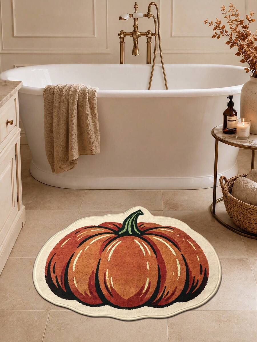 DAJIANG 1pc Pumpkin Welcome Doormat, Outdoor Rug, Hallway Rug, Area Rug, TPR Backing Non-Slip Floor Mat, Suitable For Bathroom, Indoor, Hallway, Bedroom, Living Room, Bedside, Machine Washable And Easy To Clean, Entryway Mat, Home Decor