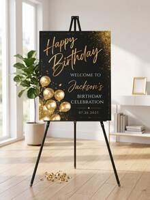 1件裝 黑金風格個性化照片生日海報，客製化生日歡迎牌照片，客製化無框畫布海報－個性化牆面藝術，可添加您的照片，牆面裝飾，居家裝飾，精緻裝飾，生日慶祝牌，適用任何年齡，現代海報印刷，時尚戶外海報裝飾，時尚居家裝飾，送給他獨一無二的禮物，營造溫馨氛圍，秋季居家煥新，聖誕裝飾，居家和諧 - 彩色 - 查看 4