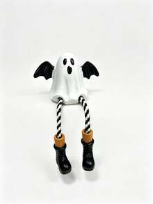 1/3 Halloween Hanging Leg Shelf Sitting Decor, Resin Witch Hat Pumpkin Ghost Bat Hanging Ornament With Hanging Rope Legs, Pumpkin Lantern Statue, Autumn Horror Table Decor, Indoor/Outdoor Halloween Party Home Desktop Decoration, Novel Halloween Gift Suitable For Friends Or Family - Hanging Leg Shelf Ornament - View 12