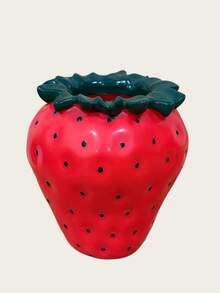 1pc Cute Strawberry Shaped Multi-Functional Storage Box, Red And Pink Available, Makeup Brush Holder, Decorative Vase, Desktop Pen Holder, Vanity Decor, Bedroom Desktop Storage, Dorm Essentials, Aesthetic Home Decor, Gift For Girls - Multicolor - View 14