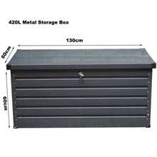 420L Weather-Resistant Metal Garden Storage Box – Lockable Outdoor Tool & Cushion Chest In Sleek Dark Grey, Rust-Proof Coated, Flat-Pack Assembly, Space-Saving Design For Patio, Balcony Or Yard Use - 420 Litre - View 3